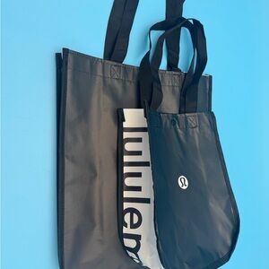 Set of 2 Lululemon Black Tote Bags.  One large and one small